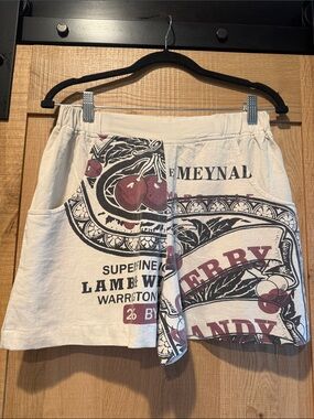 Cherry Print Cream Casual Women’s Shorts